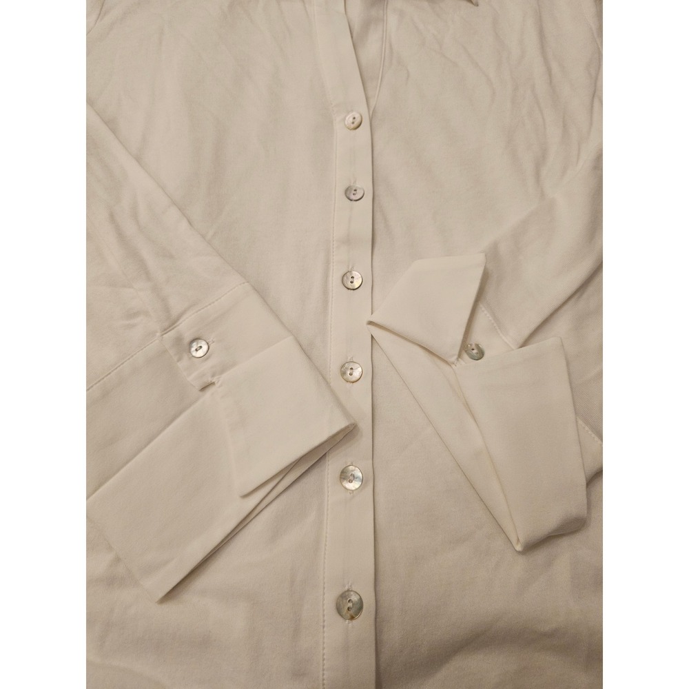 NIC+ZOE White Button Down Shirt Long Sleeve Cotton Modal Blend Women's Size L - Picture 4 of 8